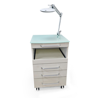 Custom Mobile Dental Cabinet Furniture 3 DrawerStainless Steel Cabinet with Magnifying Glass