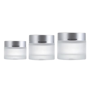 Frasco de Vidrio Esmerilado Azul Oscuro de Lujo de 50g con Tapa Dorada para Cosméticos, Frasco de Crema de Vidrio con Tapa de Plástico y Aluminio, Tamaños Disponibles de 5g, 10g, 20g y 200g - Product Image 1