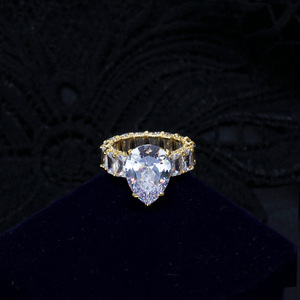 Wholesale Pear Cut Eternity <b>Ring</b> 18K <b>Gold</b> Plated Engagement Cubic Zirconia <b>Rings</b> for Women - Product Image 2