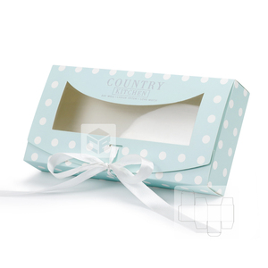Fiesta Postre Embalaje exterior Rectángulo Pastel Donut Papel Caja plegable Personalización Regalo Postre Caja Embalaje con lazo - Product Image 2