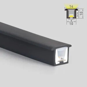 N1010T-B Recessed Black Color Led Neon Silicone Lighting Warm white Neon Tube 10*10mm Neon Strip light for Black Wall Cabinet