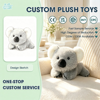 Boneka Koala Lucu Berbulu Lembut, Mainan Hewan Isi Dakron Warna Abu-abu dengan Hidung Besar untuk Hadiah Anak, Grosir Desain Kustom