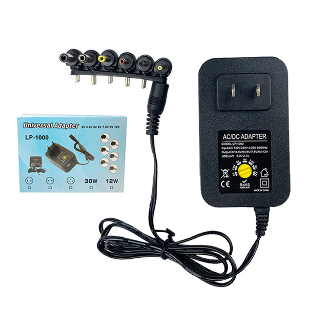 30W Universal Power Supply 3V 5V 9V 12V Adjustable Variable AC/DC Adapter 100V-240V AC to DC 3V~12V Converter 0.5A 1A 1.2A 2A