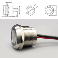 Interrupteur à bouton piézoélectrique éclairé par LED bicolore 24V 12V étanche IP68 de 25 mm