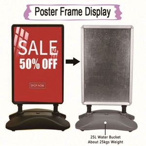 <b>Cheap</b> Modern Aluminum Double-Sided A-<b>Frame</b> Snap Open Portable Washable Advertising Pavement Sign Stand Wheels Square Shape - Product Image 3