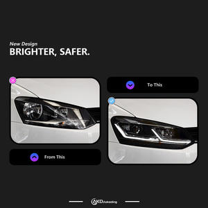 Gruppo Faro a LED per <span class=keywords><strong>Volkswagen</strong></span> <span class=keywords><strong>Polo</strong></span> 2011-2018 con Doppia Lente a L, Luce DRL, Indicatore di Direzione, 12V 36W Chip Bianco, Faro Modificato - Product Image 3