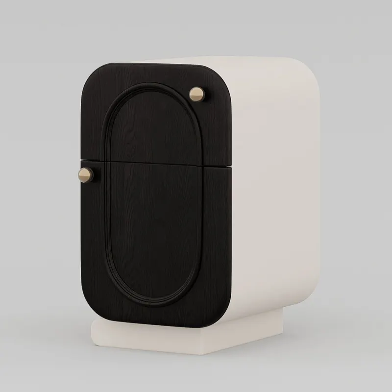 AOMISI CASA moderne minimalistische Schlafzimmermöbel niedrige Höhe 2 Schubladen Nachttisch schwarzer Massivholzrahmen Aufbewahrung Nachttisch