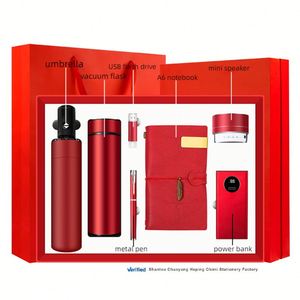 Set de Regalo 7 en 1 Personalizado: Paraguas Promocional, Termo, Memoria USB, Bolígrafo, Altavoz, Cuaderno A6 y Batería Externa - Product Image 4
