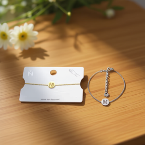 Bracelet en acier inoxydable Acero, 1 cm, pendentif lettre M simple face, bijoux minimalistes pour femmes, accessoire de mode - Product Image 3