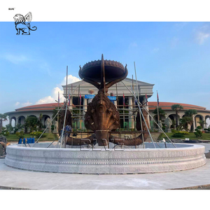 รูปปั้นงูทองแดงขนาดใหญ่ H692ซม. D1240ซม. สำหรับโครงการภาครัฐ พร้อมน้ำพุทองสัมฤทธิ์และสระหินอ่อนธรรมชาติสำหรับภายนอกอาคาร - Product Image 5