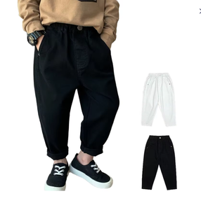 Новые модные повседневные прямые брюки для мальчиков на весну-осень – Экологичные, универсальные, для любых случаев, стильный дизайн в корейском стиле - Product Image 1