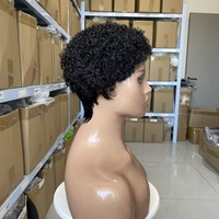 Perruque courte Pixie à ondulations lâches, sans adhésif, fabriquée à la machine, sans dentelle frontale, entièrement en cheveux humains, perruque brésilienne Remy pour femmes, 6 pouces
