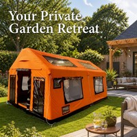 Tente Gonflable pour Fêtes en Jardin, Grande Capacité, Installation Automatique, Imperméable, Oxford Orange