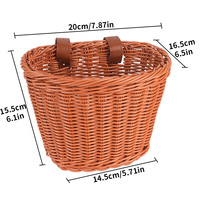 Juego de Cesta de Bicicleta para Niños de Imitación de Ratán Retro con Campana, Pegatinas, Borlas para Manillar, Kit de Accesorios Decorativos para Bicicleta Infantil