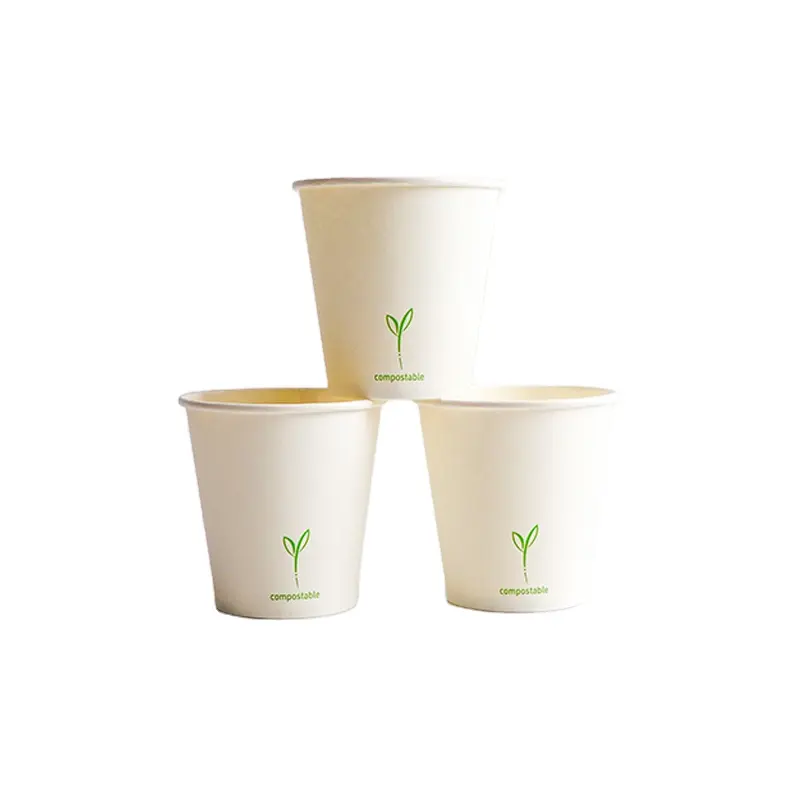 環境にやさしい防腐剤PEコーティングスノーコーンカップとカバー付き10オンス単層コーヒーカップ