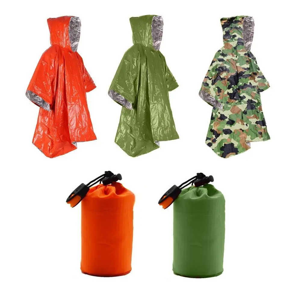 2024 hot sale Raincoat Reflective Rain Coat Waterproof Poncho Outdoor Cape Orange for Men Women Adults