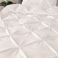 Haute qualité 3D pincement plissé housse de couette ensemble couleur unie simple Double Twin ensemble de literie housse de couette