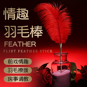 Bâtonnet à plumes Jiuai rouge, plumes douces pour les jeux coquins et érotiques, jouet pour adultes - Product Image 1