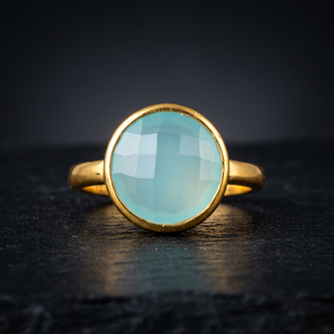 Bague en calcédoine Aqua pour femmes, bracelet fait à la main, Vintage, magnifique cadeau de mariage - Product Image 3