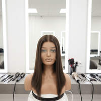 Perruques longues et droites sans colle en gros pour femmes blanches, pré-épilées, en cheveux humains vierges bruts, transparentes HD pour perruques Lace Front