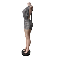 Combinaison Courte Sexy Transparente en Maille pour Femme, Été, Dos Nu, Col Plongeant, Imprimée, Tenue de Club