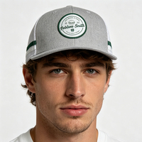 Casquette trucker structurée à 6 panneaux, casquette en maille à profil bas avec 2 bandes latérales, sergé de coton avec logo personnalisé tissé