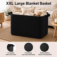 Panier en corde tressée de coton 118L avec poignée - Très grand pour le rangement dans le salon, la chambre d'enfant, les jouets et les couvertures