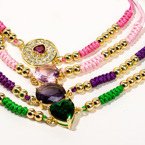 Pulsera <span class=keywords><strong>de</strong></span> cuerda trenzada Multicolor para mujer, hecha a mano, con cuentas <span class=keywords><strong>de</strong></span> oro, cuerda tejida, pulsera ajustable <span class=keywords><strong>de</strong></span> circón cúbico - Product Image 2