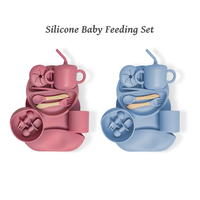 Ensemble de vaisselle pour enfants personnalisé en usine, assiettes divisées pour tout-petits, bol d'alimentation, bavoir, plats, vaisselle pour bébé, qualité alimentaire, sans BPA, réutilisable