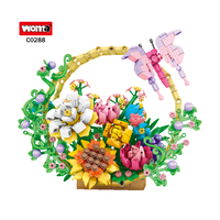 Woma Toys Nouveau panier de fleurs en briques de construction, ensemble de fleurs pour enfants et adultes