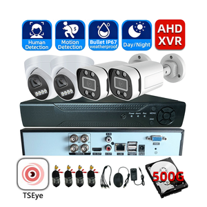 ชุดกล้องวงจรปิด 5MP 4CH AHD XVR Kit TSEye แบบกระบอก พร้อมฮาร์ดดิสก์ 500GB ระบบมองเห็นกลางคืนแบบสีเต็มรูปแบบ ตรวจจับความเคลื่อนไหวของมนุษย์ - Product Image 1