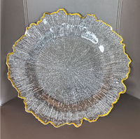 Assiettes de présentation de 13 pouces Plateau de présentation pour fête de mariage Assiettes de présentation en plastique transparent à bord doré