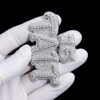 Pendentif en argent 925 GRA VVS Moissanite Hip Hop en gros, pendentif personnalisé double couche avec lettre 15 TAIT pour homme, rappeur