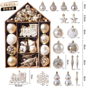 Christmas <b>Tree</b> Decor Set 70 Pieces Painted Electroplated Special Shaped Hanging Balls For Holiday Decoration - Product Image 4