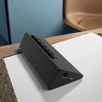 AOTECH KHB-14Z0 Hub USB 3.0 6-Port Tipe-C QC&PD20W Pengisi Daya Portabel Stasiun Daya Logam Garansi 12 Bulan Stok Tersedia Seluruh Dunia Colokan Universal