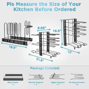 8 Tier <strong>Pot</strong> and Pan Organizer <strong>Rack</strong> for Cabinet for Cabinet <strong>With</strong> 3 DIY Methods Adjustable Organizer for <strong>Pots</strong> Pans and Lids - Product Image 4