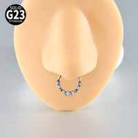 Anneau de nez et d'oreille en alliage de titane F136, motif étoile et lune, pour la vente en gros aux boutiques de piercing OEM