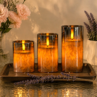 Lampe à bougie en verre LED rechargeable par USB, télécommande, couleur de flamme ambre, décorations de Noël, bougies, ensembles de cadeaux de mariage