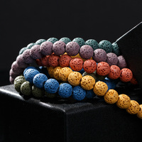 Diffuseur d'huiles essentielles en pierre de lave colorée, perles rondes de 8 mm pour la fabrication de bijoux, 15 pouces