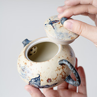 Théière en céramique Glaze Dream Butterfly de 200 ml, luxe léger, rétro, théière Xishi, service à thé chinois Kung Fu