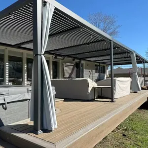 Kits de sistema de techo de persiana impermeable con persianas eléctricas, pérgola de hierro forjado, jardín, pérgola de aluminio Bioclimática, Gazebo