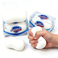 Nouveauté : Jouet anti-stress en forme de savon souple à remontée lente, boule anti-stress blanche avec boîte colorée, jouet à presser en gros