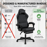 Chaise de jeu ergonomique au design moderne, chaise de bureau pivotante extensible, hauteur réglable, cuir PU, personnalisation disponible