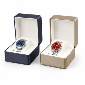 Luxury PU <b>Leather</b> Watch Packaging <b>Box</b> Custom Logo Single Watch Display Gift Case with Soft Cushion for <b>Jewelry</b> New Watch <b>Box</b> Pro - Product Image 1
