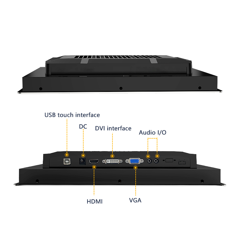 Стабильная производительность 12 дюймов промышленный все в одном ПК дисплей 3 мм тонкая передняя панель встроенный чистый плоский емкостный сенсорный монитор