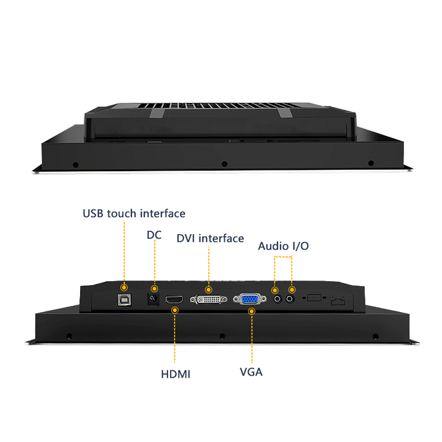 Stable Performance 12.1 Inch Industrial All in One Pc Display Flat Capacitive Touch Monitor 3mm Thin Front Panel Embedded Pure