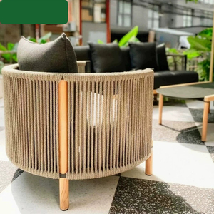 Fauteuil simple <span class=keywords><strong>en</strong></span> rotin et bois massif pour extérieur, idéal pour <span class=keywords><strong>jardin</strong></span>, balcon, véranda et mobilier <span class=keywords><strong>de</strong></span> villa - Product Image 6