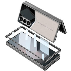 Funda de teléfono de cuero de lujo para Galaxy Z Fold 6 Block Galvanizado Liso Hecho PU cuero Jazz fibra de carbono - Product Image 6