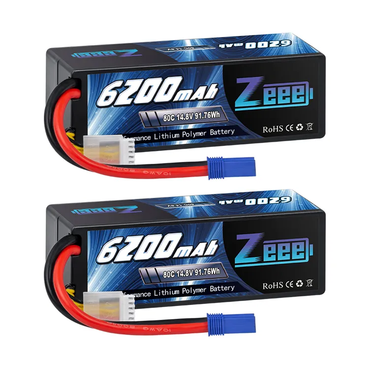 14.8V Lipo Battery 80C 6200mAh 4S Hard Case Battery for Car Truck Tank RC Buggy Truggy Racing Hobby