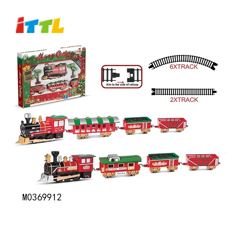 Electric train railway set Christmas train toy box w/ light and music